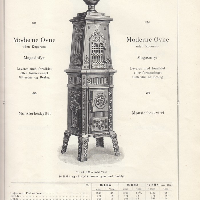 Moderne Ovn Nr. 46BMA Med Vase 1914