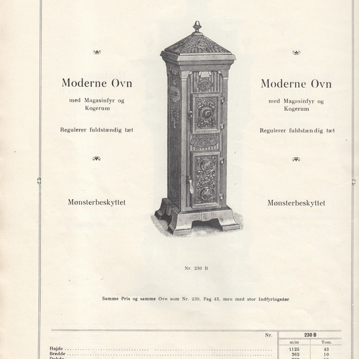 Moderne Ovn Nr. 230B 1914
