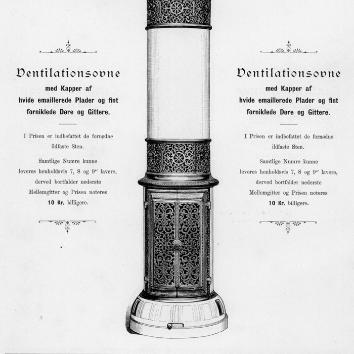Ventilationsovn Nr.710D, Nr.720D, Nr.730D Og Nr.740D, 1895 Prod. År. 1893